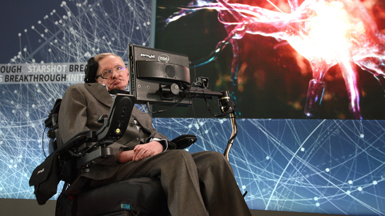 Stephen Hawking presenting at conference