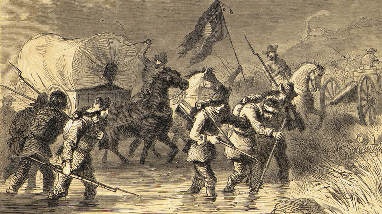 engraving of confederate retreat from gettysburg