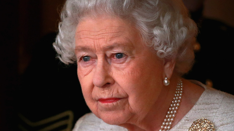 Queen Elizabeth with serious expression
