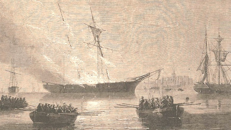 Burning of the HMS Gaspee, engraving 