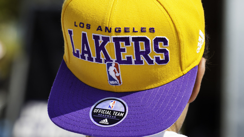 purple gold Lakers cap