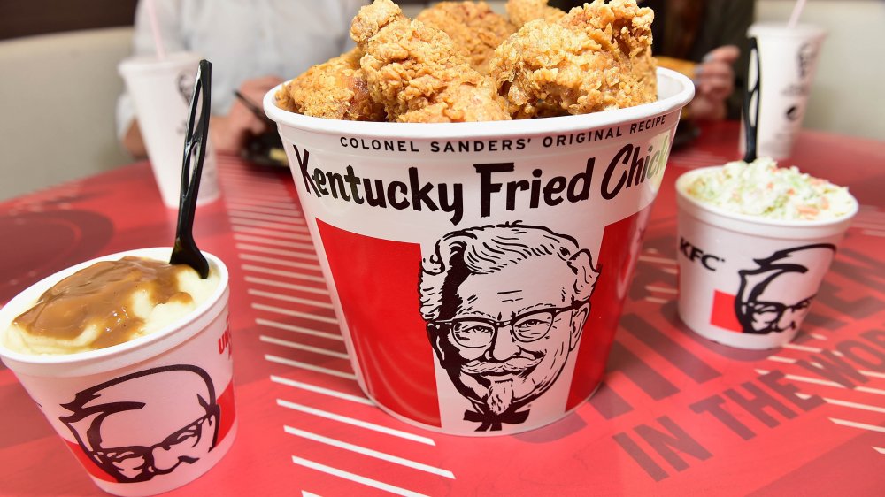 KFC chicken, Kentucky Fried Chicken, potatoes, coleslaw, gravy