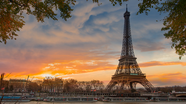 Eiffel Tower at sunrise, Paris France