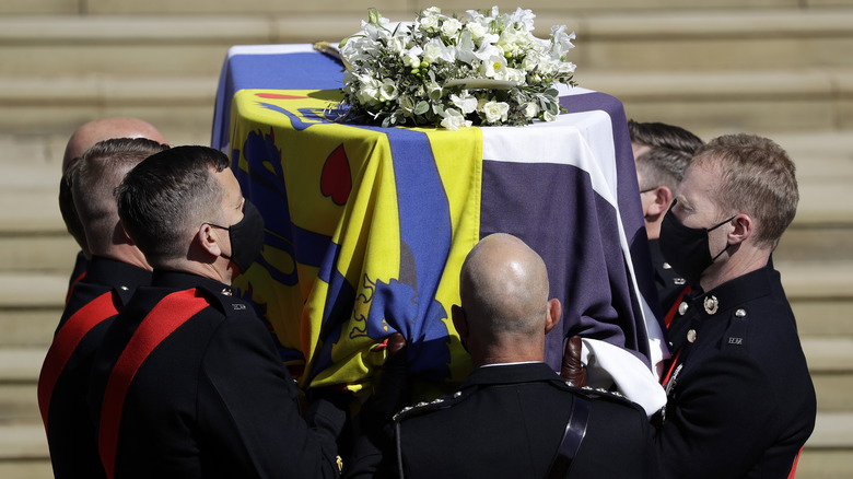 Prince Phillip coffin being carried