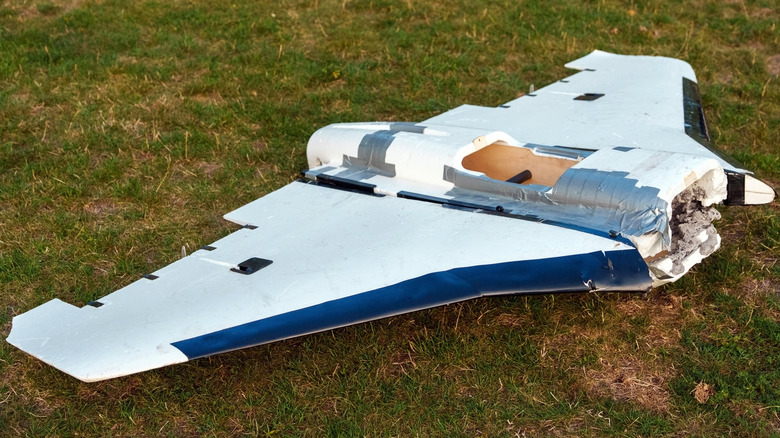 A destroyed Russian drone plane