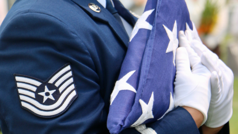 Holding the flag