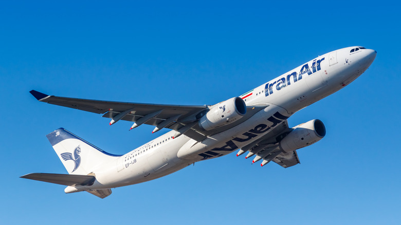 iran air plane in air after takeoff