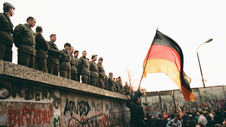 Germans at the Berlin Wall in 1989