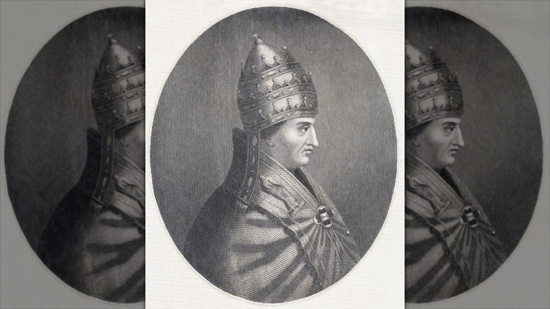 Portrait etching of Pope Gregory X