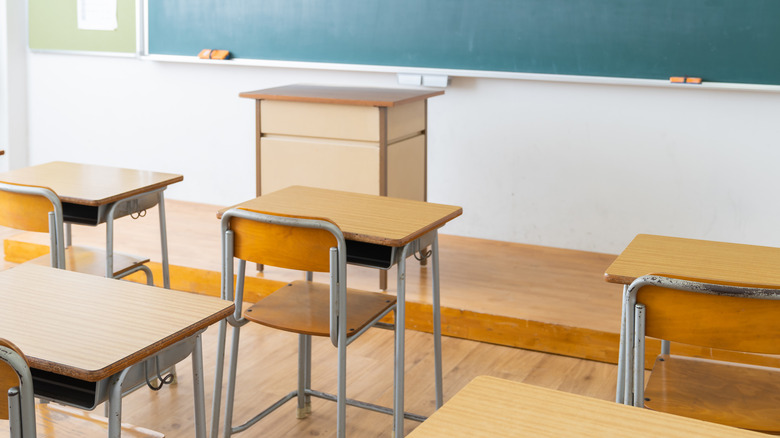 Desks in a classroom