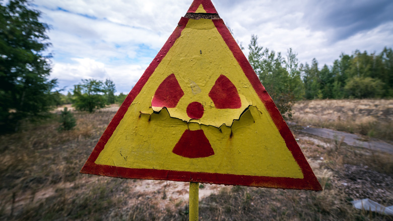 Radiation sign in Chernobyl Ukraine