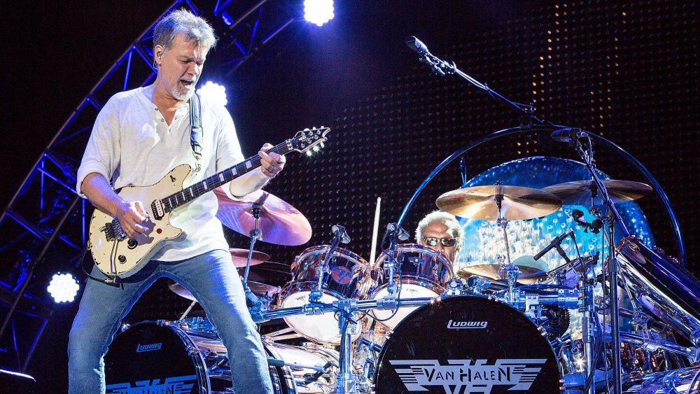 Eddie Van Halen and his brother Alex performing in 2015