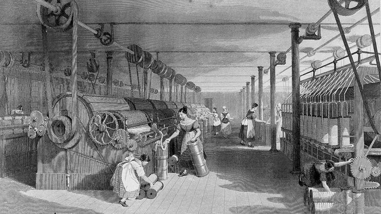 Interior of a textile mill in Birmingham, England 1835