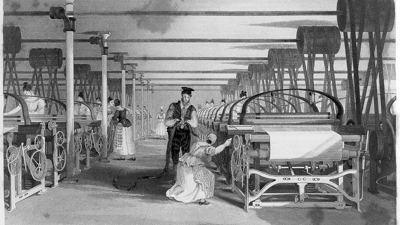 Power loom weaving illustration