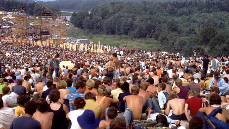 Crowd of concertgoers at Woodstock