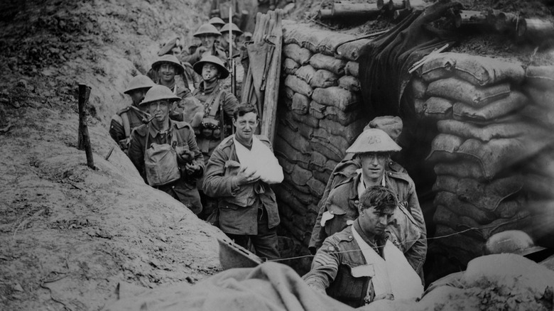 British soldiers in a trench during WWI
