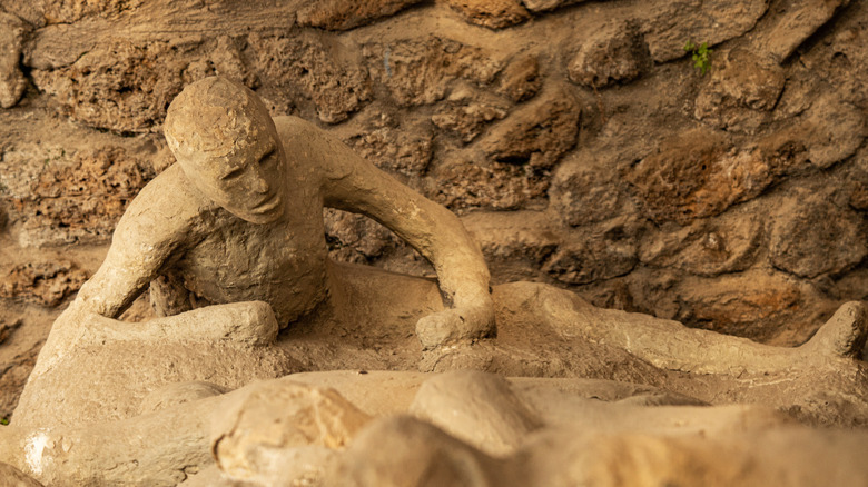 A plaster cast of a victim at Pompeii