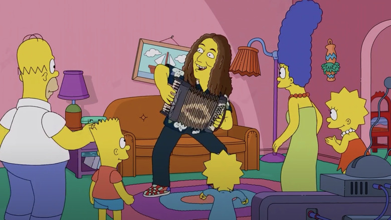"Weird Al" Yankovic playing accordion on The Simpsons