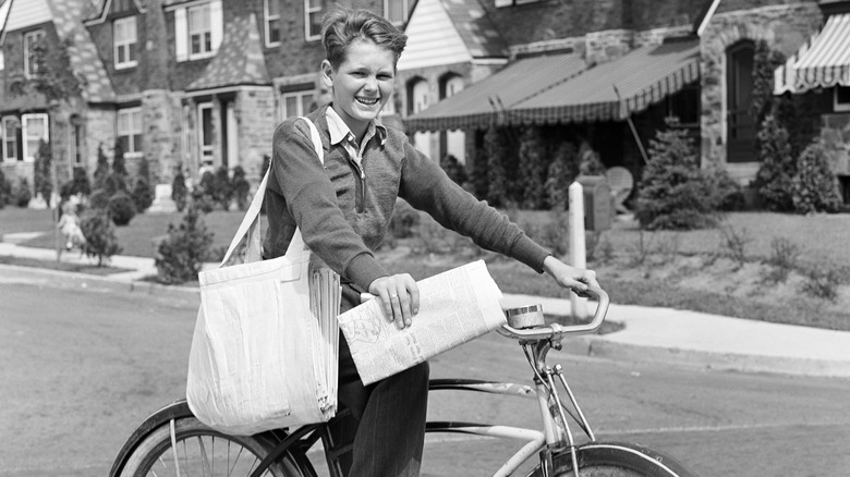 Delivering newspapers