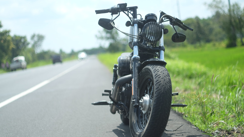 Motorbike on roadside during daylight