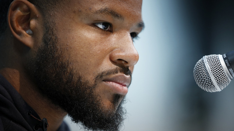 player interviewing NFL Combine