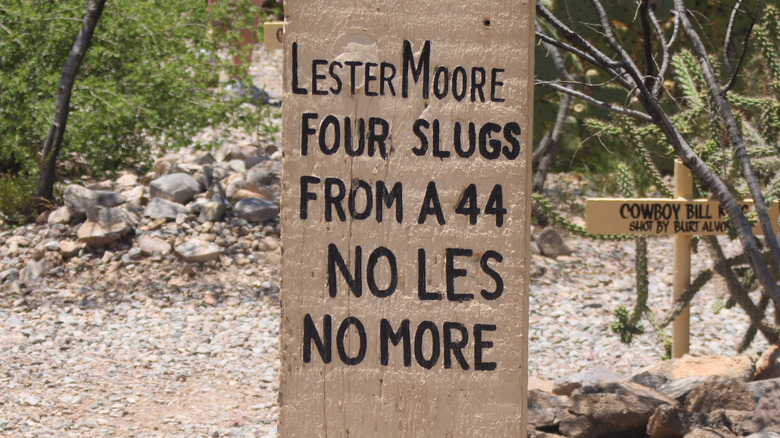 Lester Moore's grave in Boothill Cemetery
