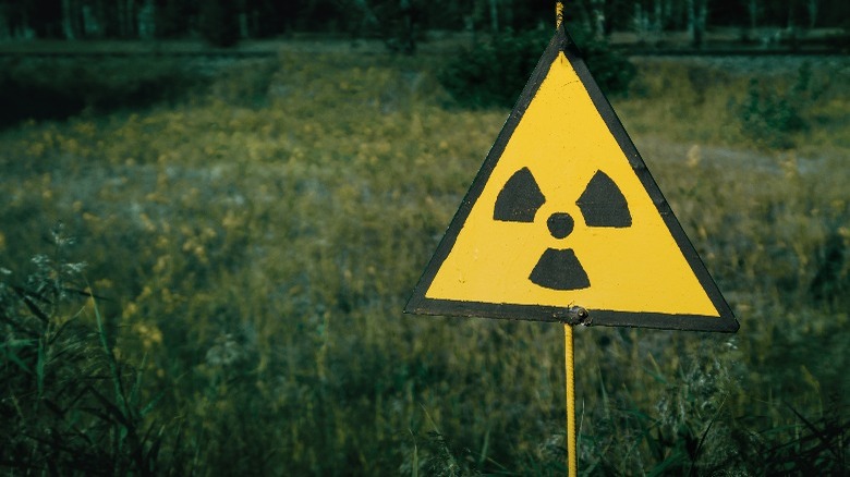 Nuclear hazard sign in field