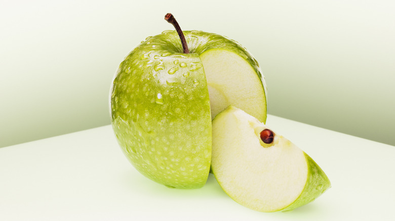 Moist green apple slide taken out