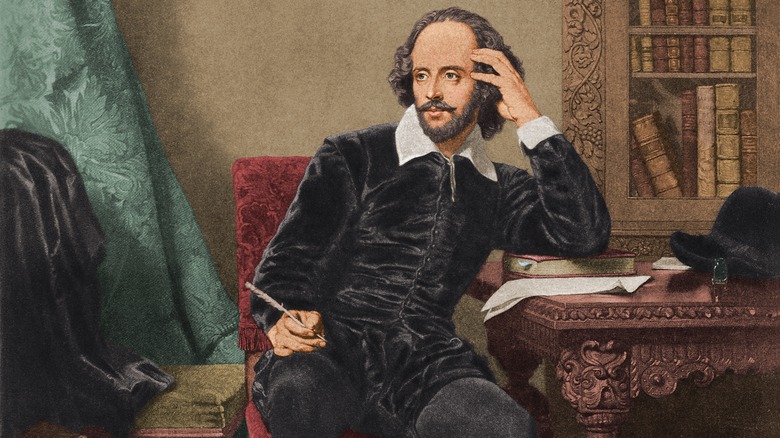 Painting of William Shakespeare writing