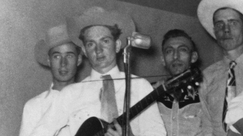 Willie Nelson performing in a band 1955