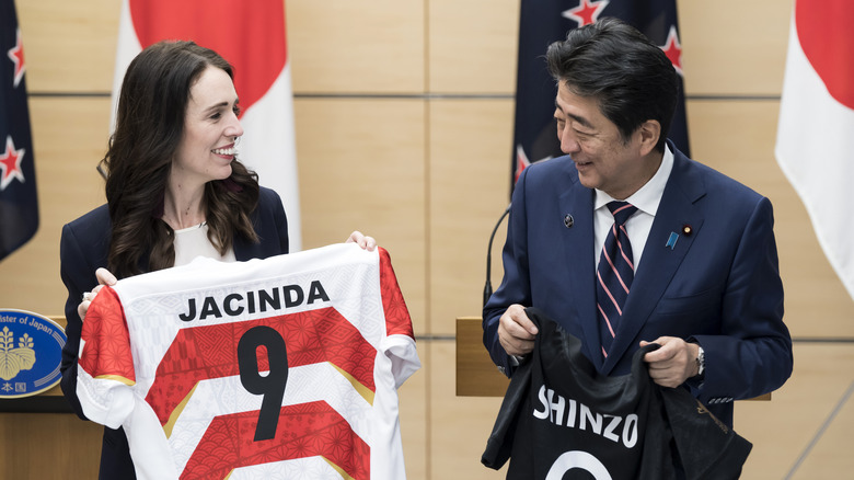 Jacinda Ardern and Shinzo Abe