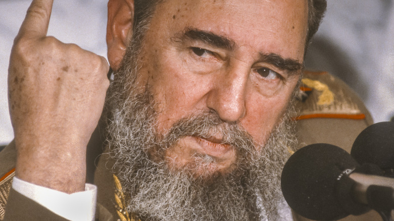 Fidel Castro at a news conference