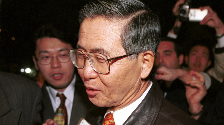 Alberto Fujimori in a crowd