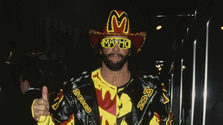 Macho Man Randy Savage gesturing in 1995