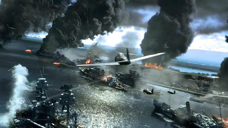 Screenshot of recreated Pearl Harbor attack from 2001 Pearl Harbor film