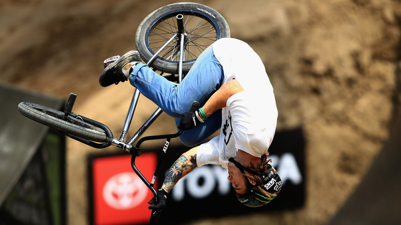 Pat Casey doing flip on BMX bike